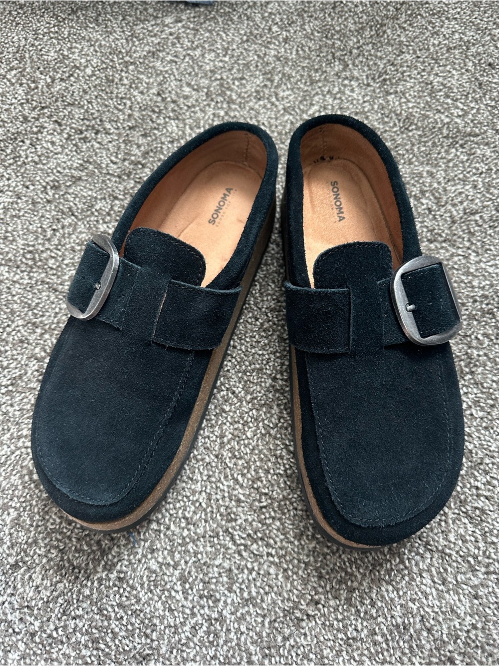Sonoma Black Suede Buckle Slip-On Loafers